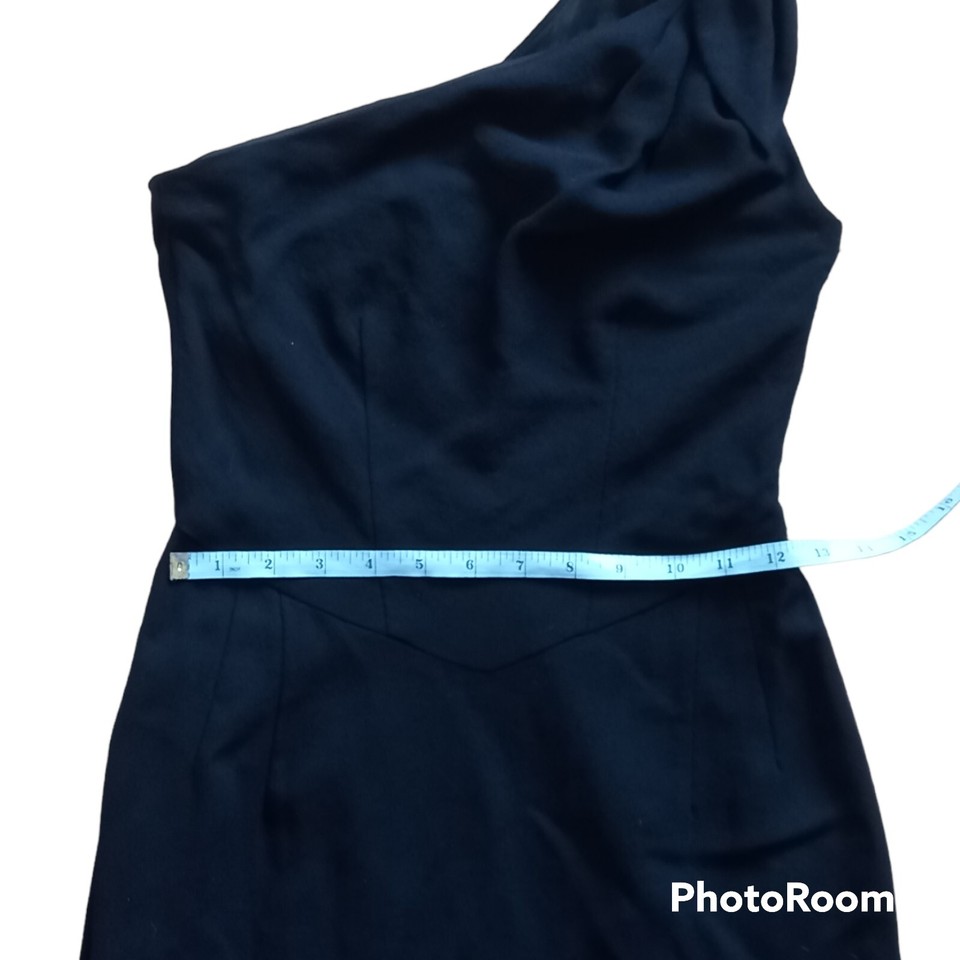 WHISTLES. One Shoulder Dress. Size 10. 40 Wool. Classic. LBD. Sexy