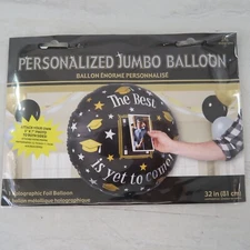 Graduation Party Foil Jumbo Balloon Personalize with 5x7 picture 32"