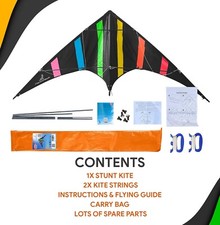 NorthHawk Dark Rainbow Stunt Kite with Strings & Carry Bag | Easy to Fly