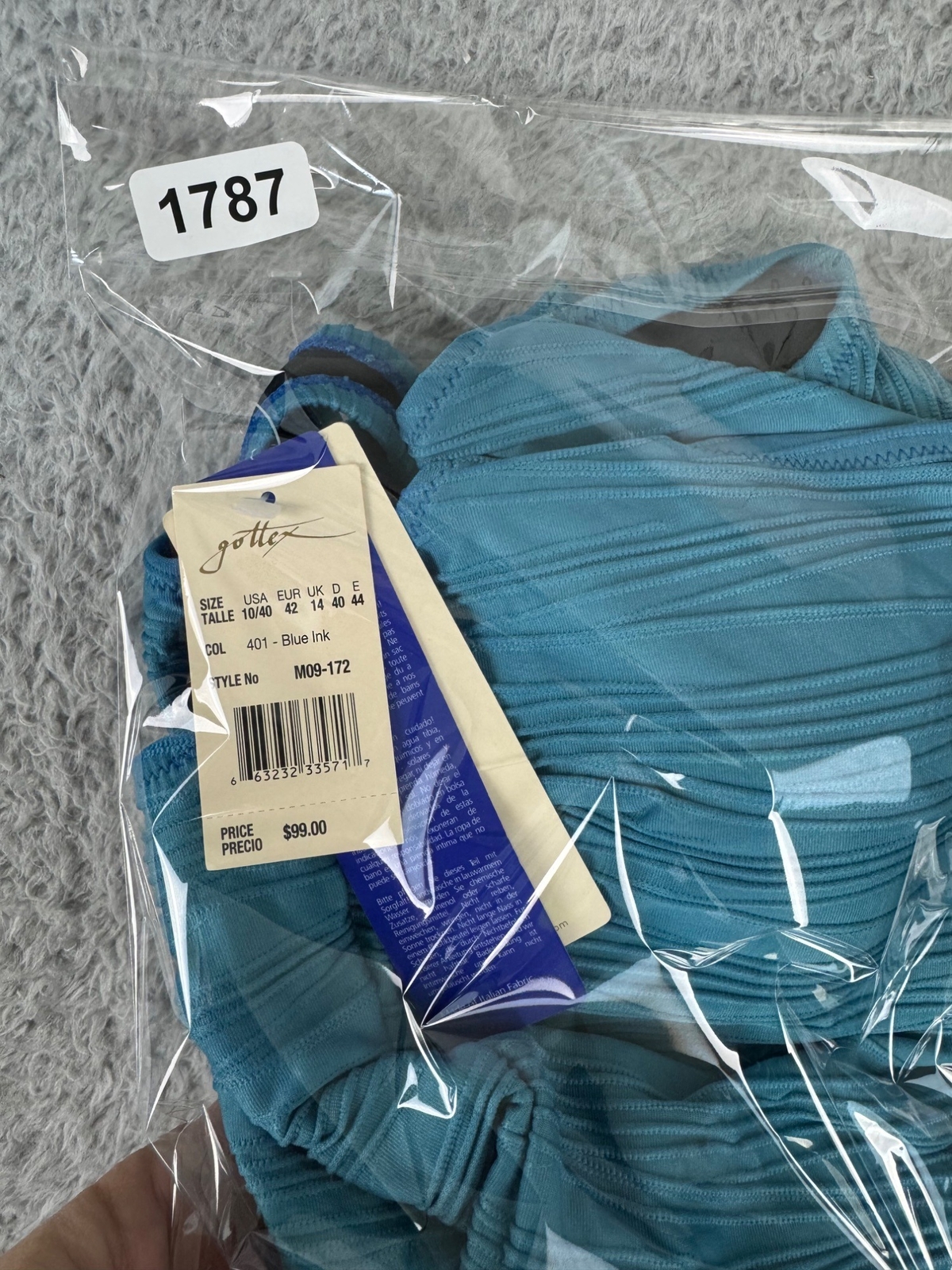 Gottex Womens Sz 10 Essential One-Piece Swimsuit Blue Ink Nylon/Spandex NWT