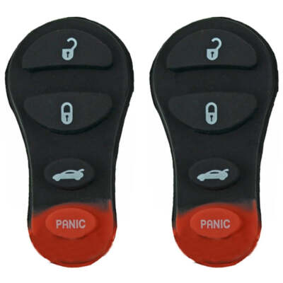 Remote Key Fob Rubber Pad 4 Buttons Compatible with Chrysler Dodge (2 Pack)
