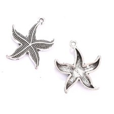 BLUK 50Pcs Starfish Charms DIY Jewelry Making Pendants Antique Silver