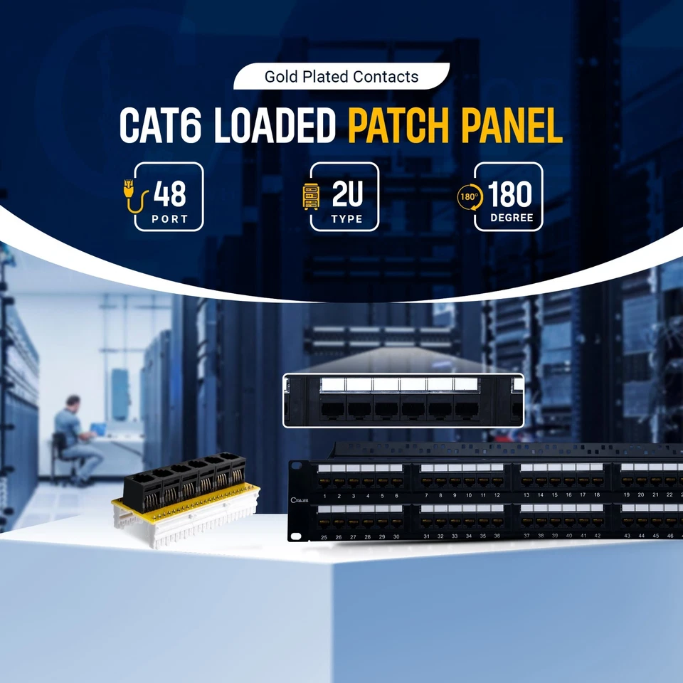 48 Port Patch Panel Cat6 2U Rack & Wall Mount Ethernet UTP Keystone Patch Panel - Image 3 of 4