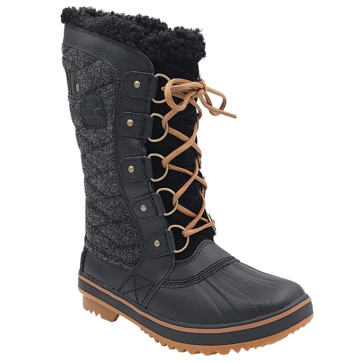 Sorel Women Tofino II Waterproof Mid Calf Snow Boots Size US Black Leather