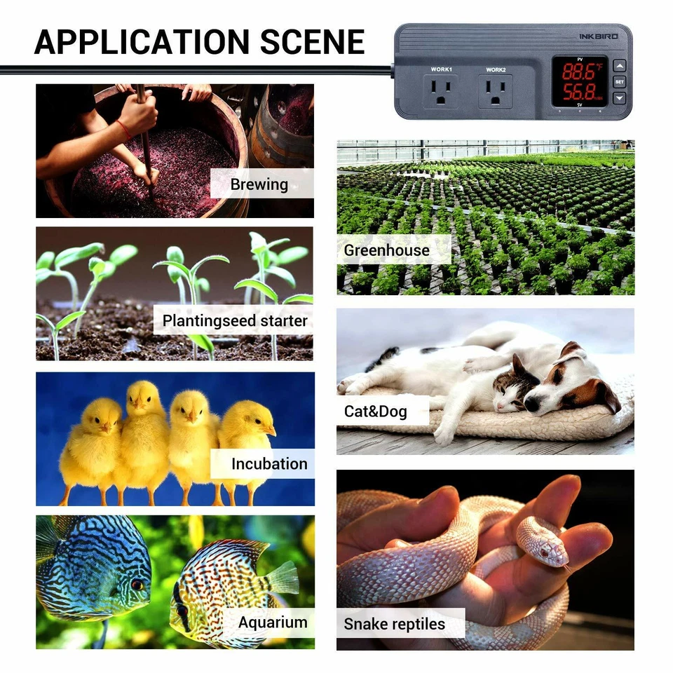 Controlador de temperatura 1800W control de humedad ITC-608T germinación de semillas elaboración de cerveza Foto 4 de 4