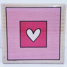 Studio G Katie Co. Designed for G Heart In Squares Stamp Wood Mounted Rubber