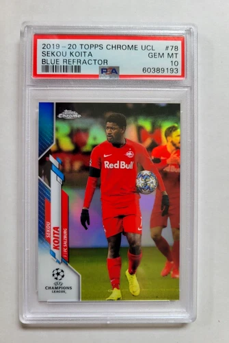 2019-20 Topps Chrome UEFA UCL Sekou Koita #78 Blue Refractor 55/150 PSA 10 Pop 7