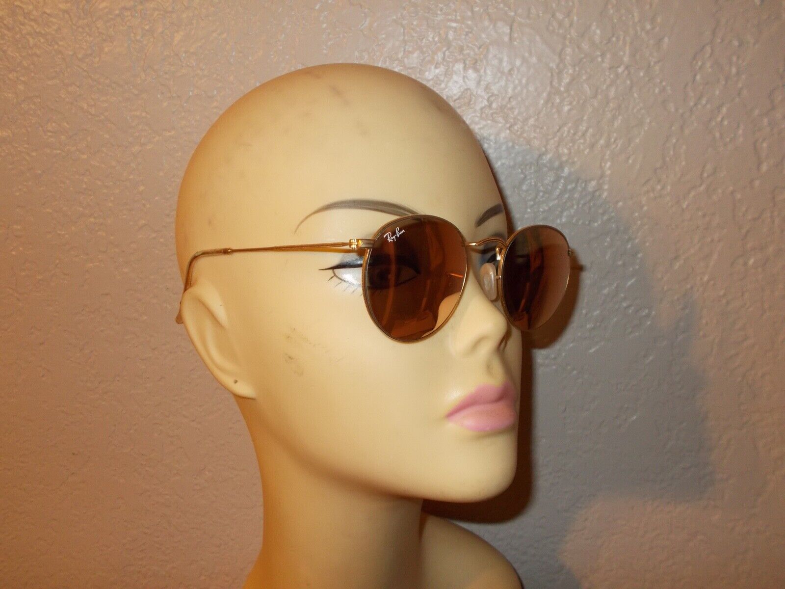 Ray-Ban RB3447 Round Flash Lenses 50 Brown & Gold Sunglasses