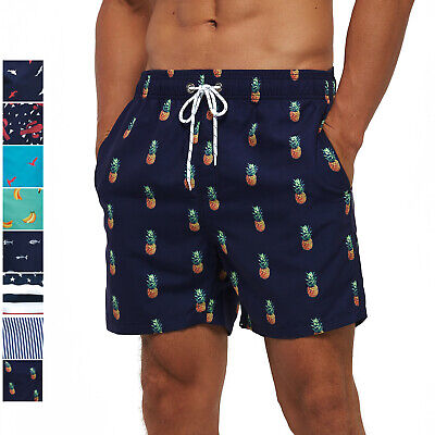 Japanese Elements Floral Mens Swim Trunks Quick Dry Beach Board Shorts with Drawstring Pocket 