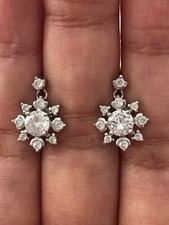 Dazzling Round Clear CZ Snowflake-like Style 925 Silver Earrings
