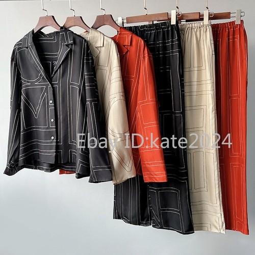 Mujer Toteme Clásico Seda Bordado 19mm Camisa Pantalones Traje - Imagen 23 de 33