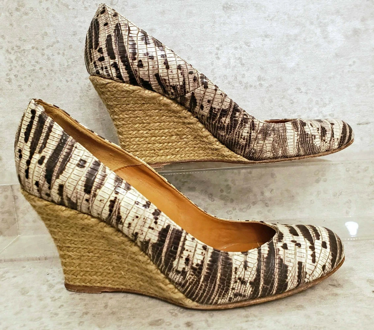 Lanvin wedge pump lizard leather size 39 us 8 eBay