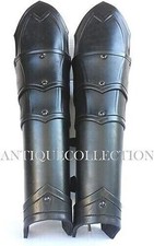 Medieval Leather Dark Elf Greaves Leg Armor LARP Fantasy Elven Armor Leg
