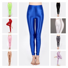 Donna Oliato Lucido Leggings Pantaloni Vita Alta Palestra Club Caviglia Stretch