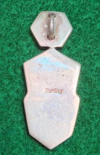 FLASHY Turquoise & Opal Navajo Flush Inlay Sterling Silver 925 Pendant - Picture 16 of 19