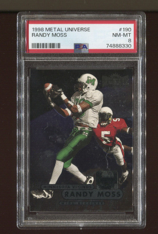 1998 Fleer Metal Universe #190 Randy Moss Rookie Card - PSA 8 Much