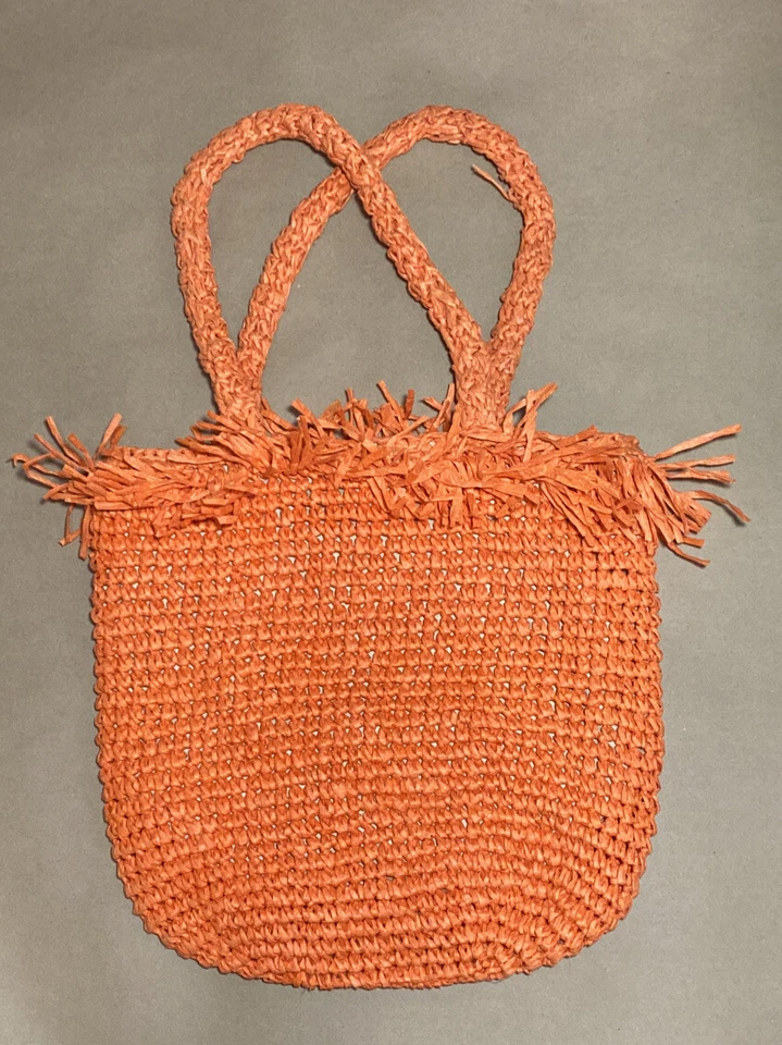 Straw Tote Bag in Orange - Image 2 of 4