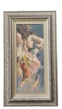 Original Oil painting, Impressionism, Gentle Breeze, Woman Portrait, Signed