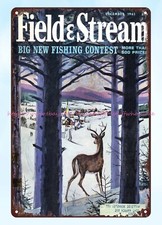 bedroom wall  1961 deer hunting winter snow metal tin sign rusticdecor