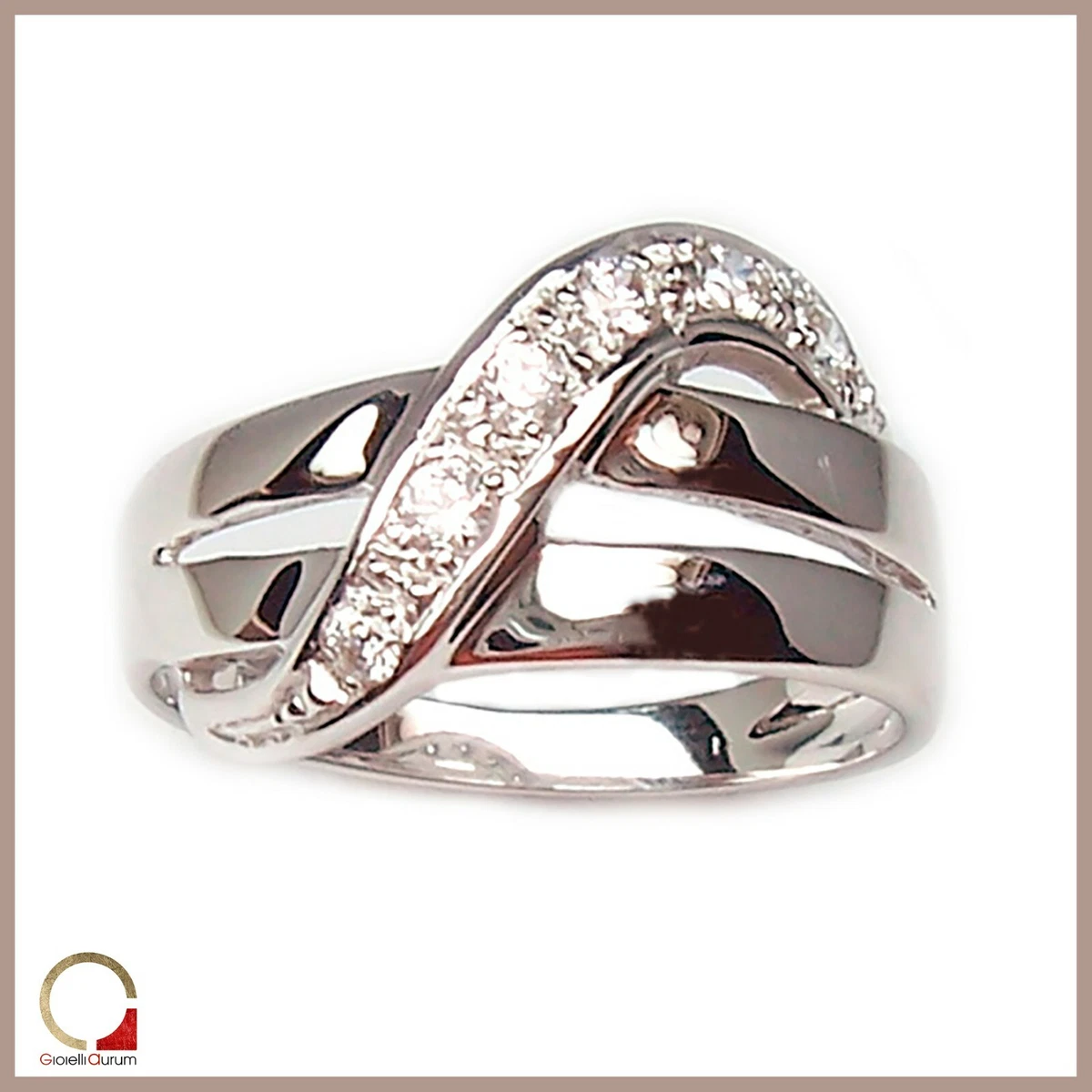 White Gold Ring 18 Kt. with Diamonds Brilliant Cut Band Women s eBay