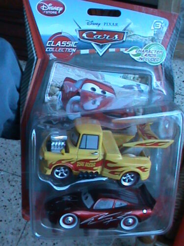 cars 2 carz 2 funny car mater and pinstripe mcqueen 5°serie rara disney+2 cards - Picture 1 of 1