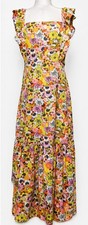 BCBG Generation Floral Maxi Dress S Ruffle Strap Romantic Cottagecore Fit Flare