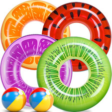 Pack Pool Floats Kids, Pool Swim Tubes Rings 4 Pack - 4Pcs Inflatable Big Float