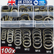 100x Car Bonded Seal Oil Drain Plug Gasket Seal Washer Set Assortment of M6- M16