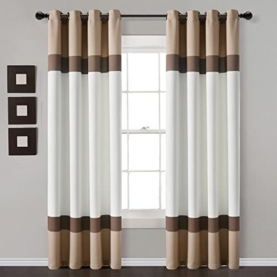 Alexander Color Block Light Filtering Window 52''W x 84''L (Pack of 2) Neutral