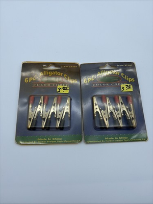 #ad NEW Harbor Freight Tools 6pc. Color Coded Alligator Clips # 37107 Lot 2 B151 $8.99