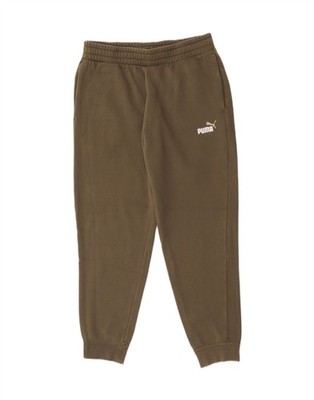 Puma Mens Tracksuit Trousers Joggers Large Khaki Cotton DG04