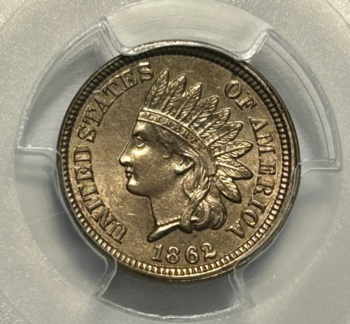 1862 INDIAN CENT PCGS MS 63 / SHARP COIN