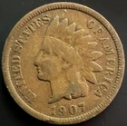 1907 Indian Head Copper Cent, full liberty, Philadelphia Mint NICE!