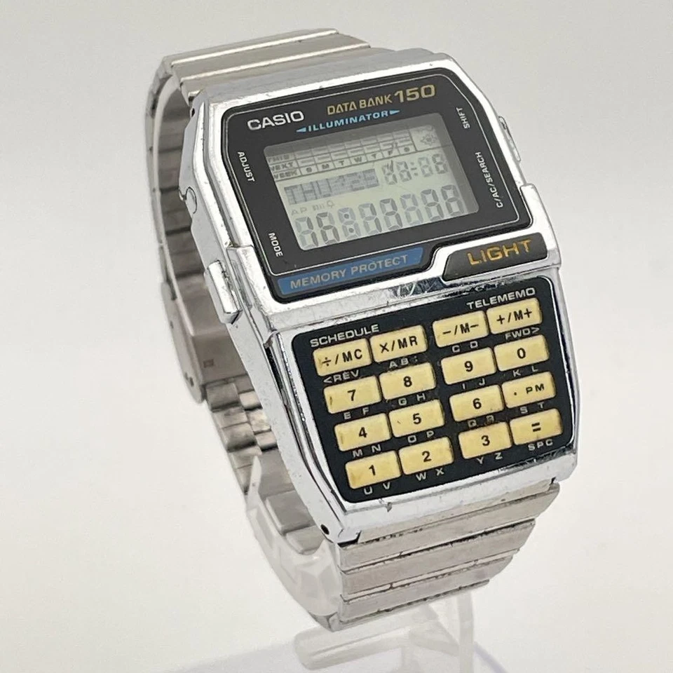 Reloj Casio Data Bank DBC 1500 Vintage y2k Digital Acero Inoxidable Hombre Foto 2 de 4