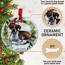 E  S Pets Boxer Dog Ceramic Ornament DIY Personalize Christmas Ornament