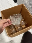 Anchor Hocking Set of 12 Vintage Crystal Glass Cups with Starburst Pattern