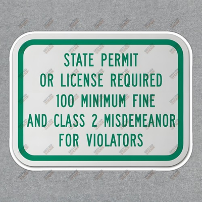 #ad Safety Compliance Sign State Permit or License Required OSHA #429114 $7.95