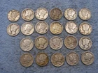 22 SILVER MERCURY DIMES WITH DATES AND PROBLEMS lot 62