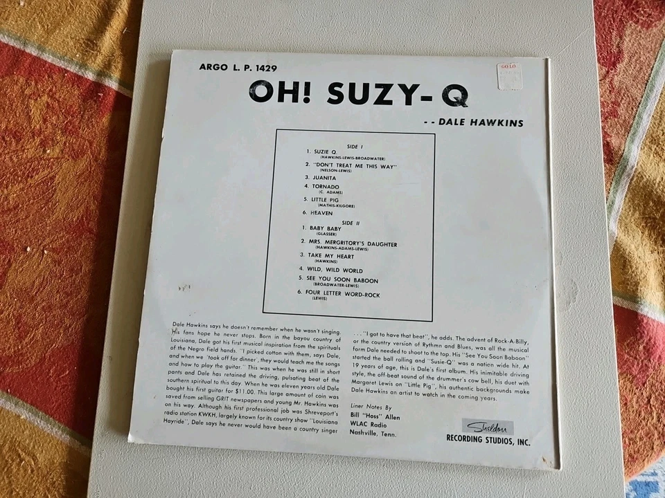 Dale Hawkins ‎– Oh Suzy-Q US Original LP Rockabilly Classic Vinyl Used.  1958 . - Image 2 of 4