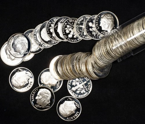 2002-S to 2009-S SILVER Roosevelt Dime Roll of 50 Coins ALL GEM PROOF