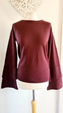 Ladies BNWT Dorothy Perkins Burgundy Red Fluted Sleeve Light Knit Jumper Size 10