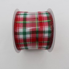 Celebrate it Red White Green Plaid Wired Christmas Ribbon 2.5" x 20 ft Crafts