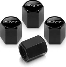 Black SRT Logo Tire Stem Valve Caps