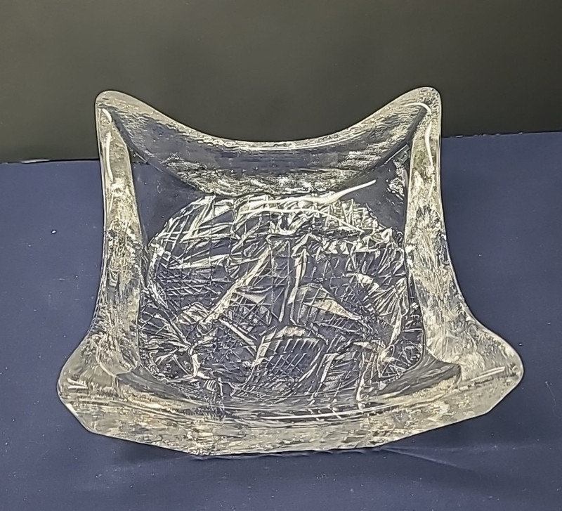 Vintage Tapio Wirkkala for littala Lunaria Finland 6" Art Glass Bowl Dish Ice