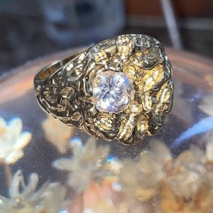 Vintage 18k Plated Nugget Crystal Ring!!! 