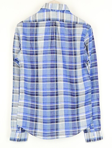 SCOTCH & SODA Ams Couture Men`s Shirt S Blue Linen Checked Long Sleeve Shirt - Picture 2 of 8