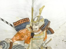 7662168: JAPANESE KIMONO / ANTIQUE MENS HAORI / SILK / DORO OSHIMA TSUMUGI / WAR