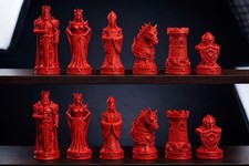 European Medieval Style 3D Printed Chess Set, Include Chess Board