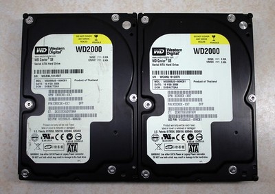 Lot of 2 - Western Digital 200GB 3.5'' SATA Hard Drive - WD2000 - TESTED