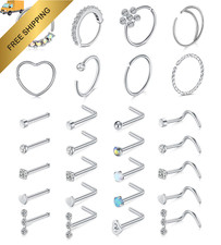 Mayhoop 20g Nose Rings Hoops And Studs For Women Men - 2 Silver